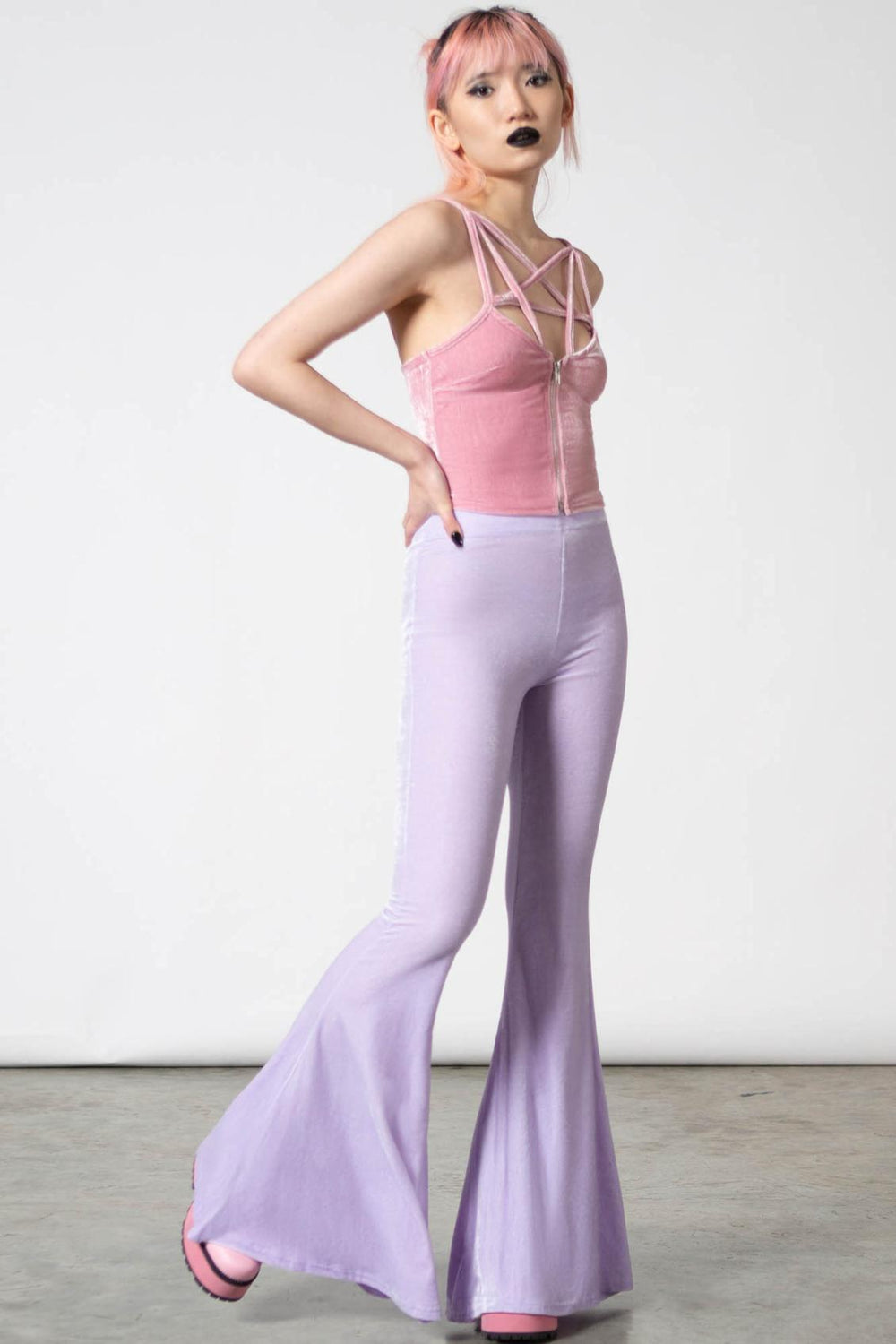 Women Velvet | Killstar Moondance Bell Bottoms [PASTEL LILAC]