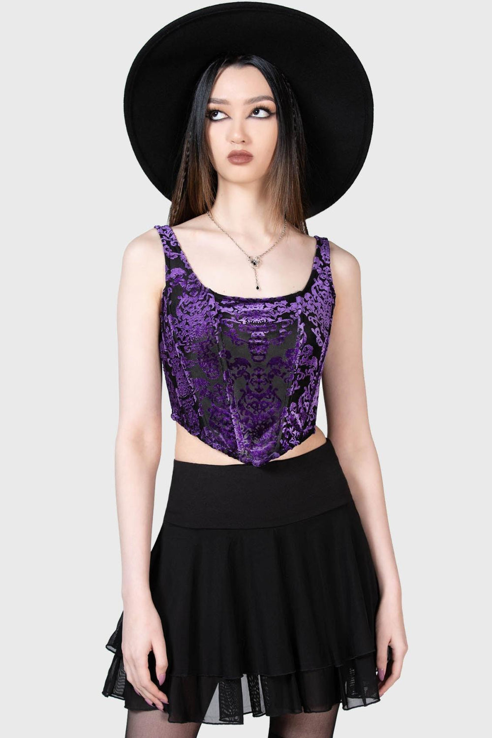 Women Velvet | Killstar Snarl Corset Top [PURPLE]